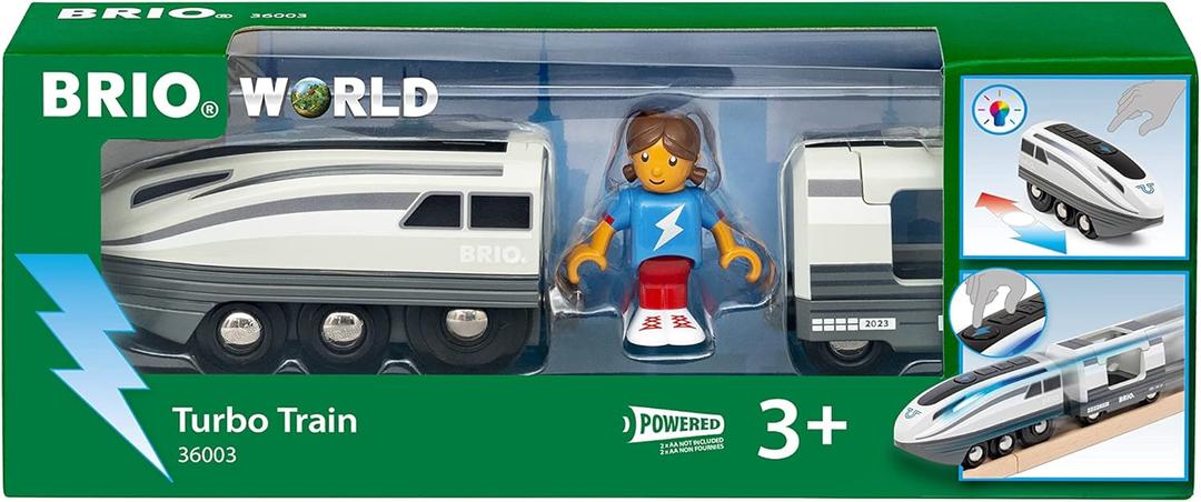 BRIO World 36003 Turbo Train | Dynamic Speed Boost Feature | Interactive Blue Light Indicators | Perfect Addition to Any Set | Suitable for Children Age 3 and Up