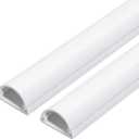 ZhiYo 78in TV Cord Hider for Wall Mounted TV, Self-Adhesive Wall Cord Concealer, Paintable Wire Covers for Cords, White Cord Cover, Half Round Cable Raceway for Floor - 2 x L39in x 1in (W) x 0.5in (H)