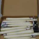 Tuanse 20 Pcs Flickering Flameless Taper Candles Bulk LED Battery Operated Realistic Flame Effect with Remote & Timer Safe No Fire Wax Drip Candles for Wedding Church Home Decor (8.46",Beige)