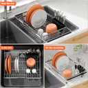 Expandable Over The Sink Dish Drainer Drying Rack In Stainless Steel Metal For Small Kitchen, Counter Space Saving Compact Above Plate Dryer Strainer, Adjustable Hanging Inside Sink Wire Drain Holder