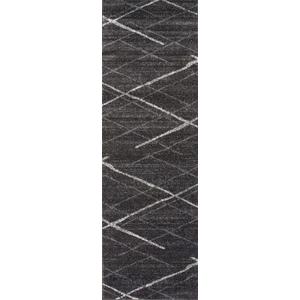 Area Rug, Charcoal, Abstract Lines, Non-Slip Backing, Stain Resistant, For Bedroom, Dining Room, Living Room, Hallway, Office, Kitchen, Entryway 2'5"x9' 6"