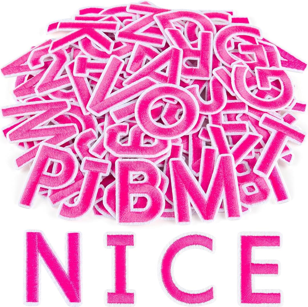 ASTARON 36 Pcs Iron on Letters and Numbers Patches, 1.5 Inch Alphabet Embroidered Patch A-Z, Numbers 0-9 Patches Alphabet Cloth Patch for Clothes, Socks, Jeans, Hat, DIY Accessories(Magenta)