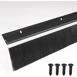 5-Pack Garage Door Brush Seal Cepia Black Bottom Sweep Roll-Up Door Stripping, 2.80" Wide x 39.3" Long, Aluminum Alloy Base, Ideal for Exterior Doors and Industrial Use (196 in / 500 cm)
