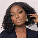 T Part Bob Wig Deep Wave Bob Wigs Shoulder Length Deep Middle Brazilian Ocean Wave Natural Color Human Hair Wigs 8 inches Pre plucked Hairline For Black Women