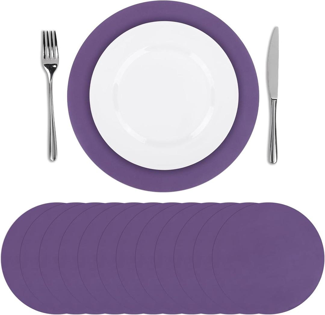 SHACOS 100 PCS Round Paper Placemats 13 inch Disposable Paper Place Mats for Dinner Wedding Birthday Party Festival Table Decoration Indoor Outdoor, Purple