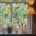 3D Stained Glass Window Film, Decorative Window Privacy Film for Bathroom,Front Door,Home, Sun Blocking Heat Control,Static Cling, Moonlight Tulip, 23.6inch x 35.4inch