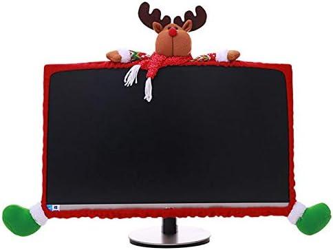PartyYeah Cute Reindeer Monitor Cover, Elastic Decorations Reindeer Border, Laptop Computer Cover for Home Office Decor and Holiday Gift Ideas (Elk)