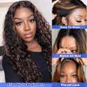 Highlight Curly Wave Lace Front Wig Wear and Go Glueless Wigs Human Hair Pre Plucked Pre Cut Wet and Wavy Lace Front Wigs 180% Density T Part Highlight Ombre Curly Wig (FS1B/30,12inch)