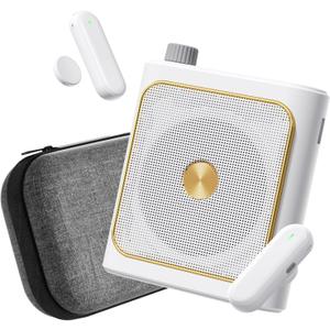 Voice Amplifier for Teachers with 2 Wireless Microphones, Portable PA System, Stable 50ft Range, 1200mAh & Storage Bag (White)