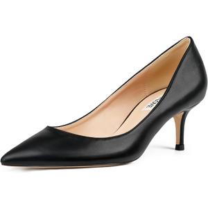 JOY IN LOVE Women's Shoes Low Heels Pointy Toe Kitten Heel Daily Pumps Black Matte 7 US