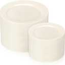 I00000 200 Pcs Ivory Plastic Plates, Disposable Party Plates Include 100 Ivory Dinner Plate 10’’ and 100 Plastic Dessert Plate 7’’ Perfect for Birthday, Party & Wedding