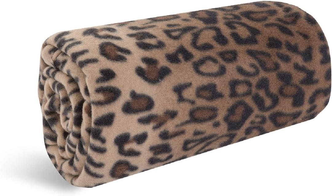 Cozy-Soft Microfleece Travel Blanket, 50x60 Inch, Lightweight, Compact, Perfect for Airplane and Car, Leopard
