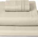 Mellanni Twin XL Sheets Set - 3 PC Iconic Collection Bedding - Hotel Luxury, Extra Soft, Cooling Bed Sheets - Wrinkle, Fade, Stain Resistant (Twin Extra Long, Beige)