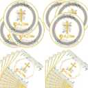 2 x God Bless Plates and Napkins Baptism Theme Party Supplies, First Holy Communion 20 Plates, 20 Napkins for Newborn Baptism Church Cross Party Decoration