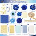 Wavwavw 43 PCS DIY Graduation Cap Decorations Kit, Grad Cap Decorations Included Faux Flowers 3D Butterfly Self Adhesive Rhinestones Stickers Alphabet Letter Stickers for 2026 Grad Party (Blue)