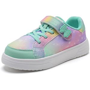 IceUnicorn Kids Girls Sneakers Lightweight Causal Walking Shoes Low Top Elastic Lace Sneaker with Hook and Loop(Toddler/Little Kid/Big Kid) (Rainbow)