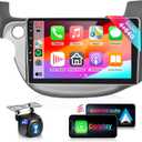 8Core 4G 64G Car Stereo for Honda Fit 2008-2013 Radio with 10.1inch 1280x720 Touch Screen/Wireless Carplay Android Auto Mirrorlink /5.0 Bluetooth/GPS/FM RDS/WiFi/DSP Audio/36EQ/Backup Camera Mic