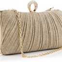 EROUGE Women Evening Clutch Purses Rhinestone Wedding Clutch Evening Handbag for Formal (Gold)