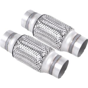 2PCS Exhaust Flex Pipe Stainless Steel Braid 2.25"Inch x 6"Inch w/Ends 8"Inch Long Heavy Duty