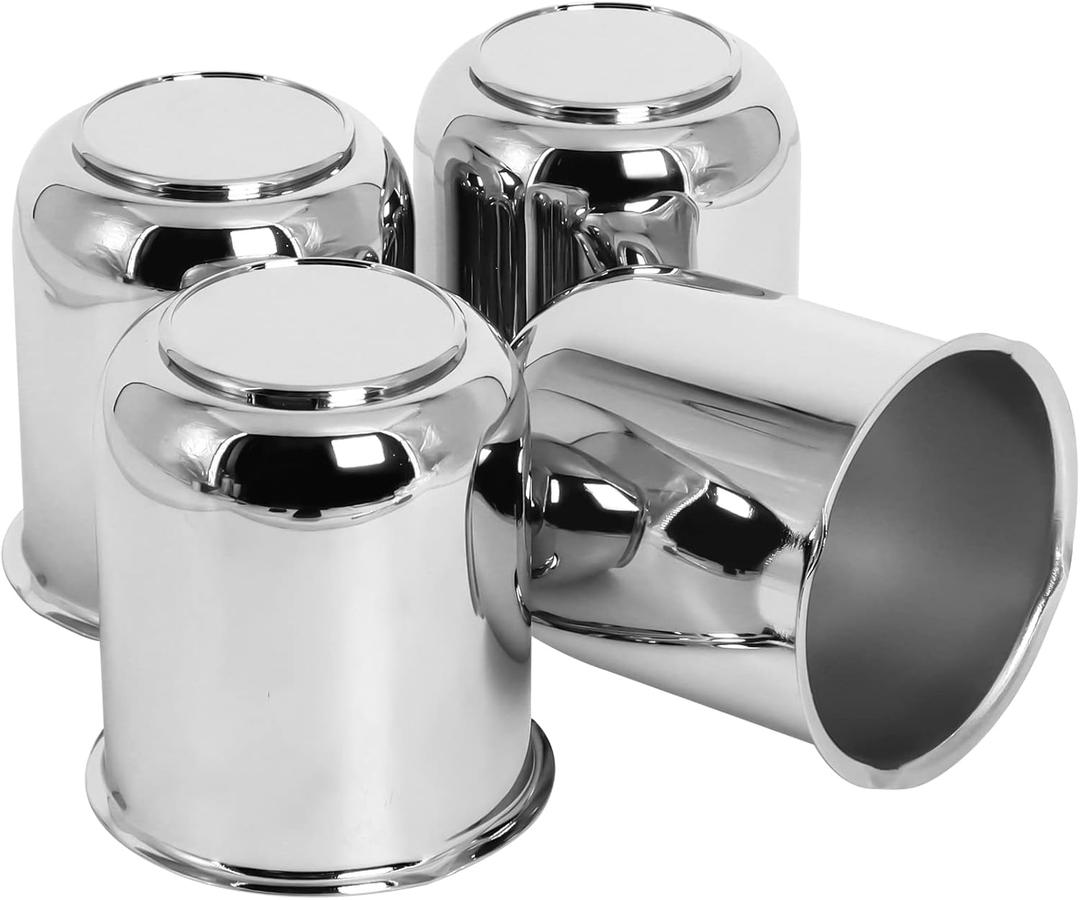 Podoy Push Through Center Caps 3.19" for Trailer Truck RV Wheel Rims 4 Closed-End Chrome Plated Silver Carbon Steel 3.19-Inch Center Bore Push Thru Wheel Center Caps