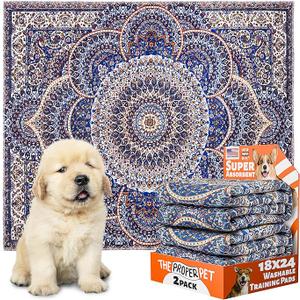 Reusable Puppy Potty Training Mats 18x24 - 2Pack Washable Pee Pads for Dogs - Super Absorbent Cloth Whelping Blankets - Waterproof, Urine Leak-Proof & Non-Slip for Playpen Floor Carpet