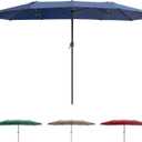 TECYFNTLN Outdoor Umbrella for Patio, Double Sided Pool Rectangle Umbrellas with Crank Handle, Large Table Umbrella for Deck, Market, Backyard (15ft, Blue)