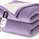 Electric Heated Throw Blanket Sherpa 50"x60" Purple Machine Washable 6 Heat Settings 4 Hours Auto Off Overheat Protection for Home Office Use
