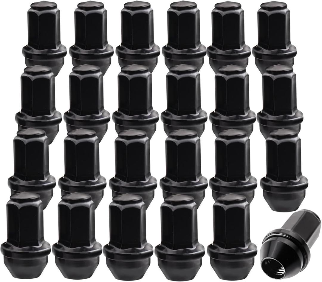 Set of 24,14x2.0mm 13/16 Hex OEM Factory Style Large Acorn Seat Lug Nuts, Replacement for 2003-2014 Expedition/ 2001-2014 F150/ 2003-2014 Navigator Stock Wheels Large Acorn Seat,Black