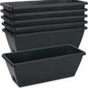 HOXHA Window Box Planter, 6 Pack 17inch Plastic Vegetable Flower Planter Boxes with Tray, Indoor Outdoor Flower Pots for Windowsill, Patio, Porch, Garden Balcony, Dark Gray