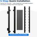 36"x45" Aluminum Gate with Self-Closing Hinges,Round Tube 3/4" pickets,DIY Adjustable Width Black Powder Coated Deck gate Kits Incl. Hinges Latch for Deck Railing Patios Gardens Indoor Outdoor