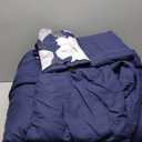 Luxudecor Navy Blue Comforter Set Queen Size, 7 Pieces Bed in a Bag Navy Blue Floral Comforter and Sheet Set, Soft Microfiber Complete Bedding Sets for All Seasons