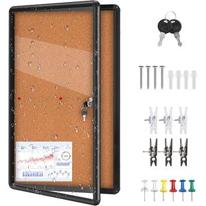 Geetery 36 x 24 Inch Enclosed Fabric Bulletin Board Tamperproof Lockable Noticeboard Fabric&Aluminium Frame Display Cases Wall-Mounted Display Case for School, Office - Secure, Durable, 38.6" x 27.6"
