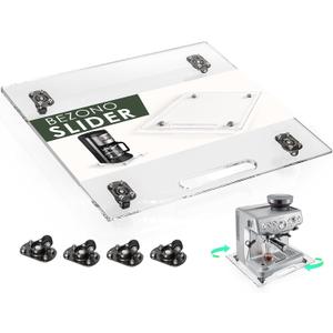 360 Sliding Tray for Coffee Maker & Kitchen Appliances - Silent Rubber Wheels, Clear Acrylic Organizer Tray for Under Cabinet - Space Saving Countertop Accessory, 13x14 Inch (Clear) (14x13)