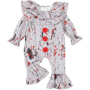 Clown Costume for Toddler Girl Boy Halloween Costumes Joker Outfit Baby Toddler Halloween Clohthes 6M 12M 2t 3t 4t 5t, (Gray)