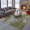Merelax 5x7 Green Living Room Area Rug, Large Washable Rugs for Bedroom Dining Room, Soft Boho Abstract Area Rugs, Modern Non Slip Low Pile Carpet for Office Study Kids Room