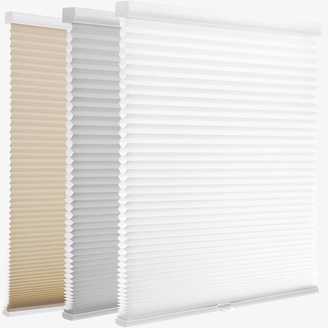 MYshade 1.5-Inch Cellular Cordless Light Filtering Shades, Honeycomb Window Blinds for Soft Daylight & Privacy, Thermal Insulation, Child Safe, Inside or Outside Mount (52" W x 72" H, White)