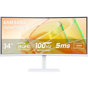 Samsung 34 ViewFinity (S65TC) Series Ultra-WQHD 1000R Curved Computer Monitor, HDR10, 100Hz, AMD FreeSync, Thunderbolt 4, Height Adjustable Stand, Built-in Speakers, Eye Care, LS34C650TANXGO, 2024