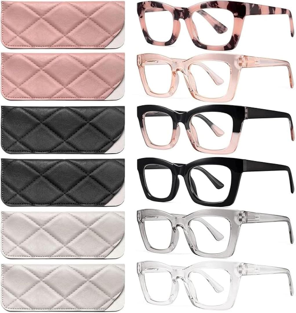 CCVOO 1.25 Oprah Style Reading Glasses for Women, Stylish Eyeglasses, Blue Light Readers for Women, Cheaters, (A1 Mix)