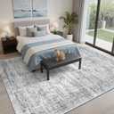 Soalmost 7x9 Area Rug for Living Room Washable Abstract Vintage Soft Thin Indoor Floor Non-Slip Carpet for Bedroom Dining Room Grey