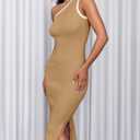 ZESICA Women's Sleeveless One Shoulder Bodycon Sweater Dress Toffee XL (Beige, XL)