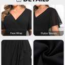 Talisea Plus Size Formal Dresses - Wedding Guest Bridesmaid Evening Prom Chiffon V Neck Ruffle Short Sleeves Long Dress Women (Black). Size 18W