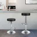 Finnhomy Bar Stools Set of 2 Modern PU Leather, Swivel Barstools with Footrest and Backless Round, Counter Height Adjustable Modern Counter Stools for Kitchen, Black