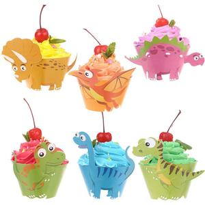 Dinosaur Birthday Party Cupcake Wrappers 48 pcs Kids Birthday Party Supplies by CCINEE