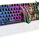 Guiheng Wired Crack Rainbow Gaming Keyboard and Mouse Combo, 104 Keys Light Up Mechanical Feeling Computer Keyboard, Wired Gaming Keyboard and Mouse for PC MAC Xbox Gamer(Black)