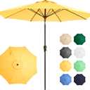Ayge 9FT Large Outdoor Patio Umbrella Market Table Umbrella-UV Resistant, Easy Push Button Tilt and Crank, 8 Sturdy Fiberglass Ribs Heavy-Duty Pool Umbrella for Deck, Backyard,Garden,Yellow