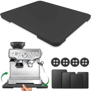 Appliance Slider 360° Rolling Tray for Coffee Maker Bamboo Coffee Pot Slider Tray for Countertop Rotation Sliding Tray with Wheels, Appliances Mat Easily from Under The Cabinet Black (15.7"×13")