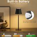 UME 3 Pack Cordless Table Lamp, Battery Operated Lamp - Portable Waterproof Rechargeable Table Lamp w/ 3 Color Temps & Stepless Dimming for Dinner, Desk, Cafe, Outdoor (Black)