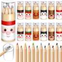 Humyoun 24 Set Operation Christmas Gift Mini Drawing Colored Pencils Bulk with Sharpener 3.5" Small 12 Colors Travel Colored Portable Pencil for Xmas Adults Art Painting