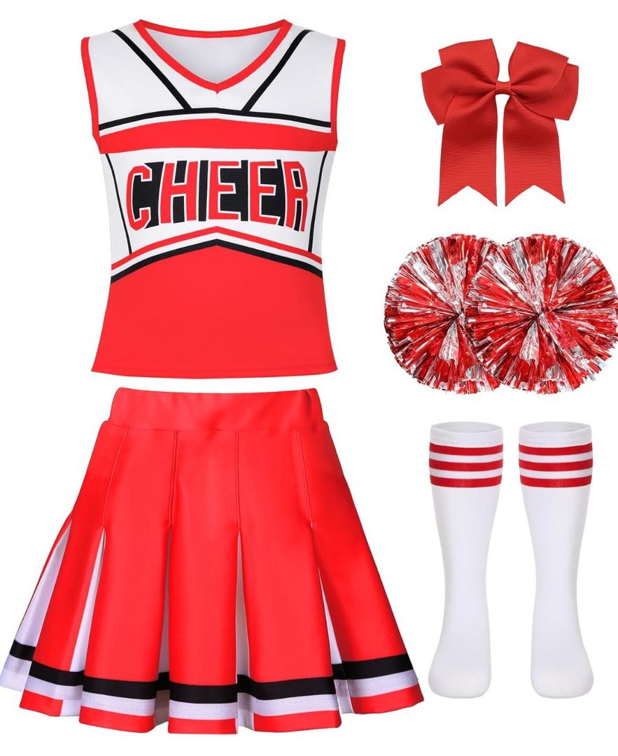 Cheerleader Costume for Girls Cheerleading Outfit Kids Halloween Party Birthday Gift