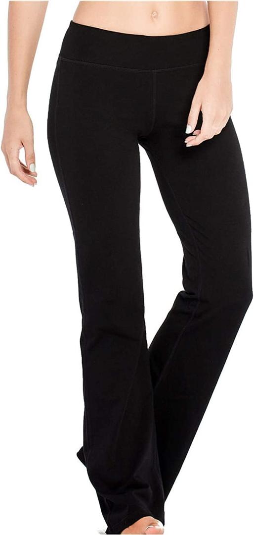 Houmous S-XXXL 29''31''33''35'' Inseam Women's Cotton Bootcut Pants Inner Pocket(Petite-29 Inseam-Black, Small)